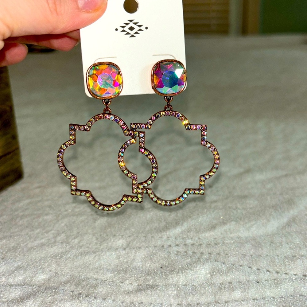Rose Gold Iridescent Dangle Earring